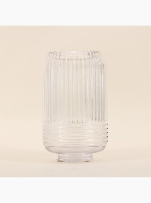 Vase en verre transparent strié 19cm - Kiabi