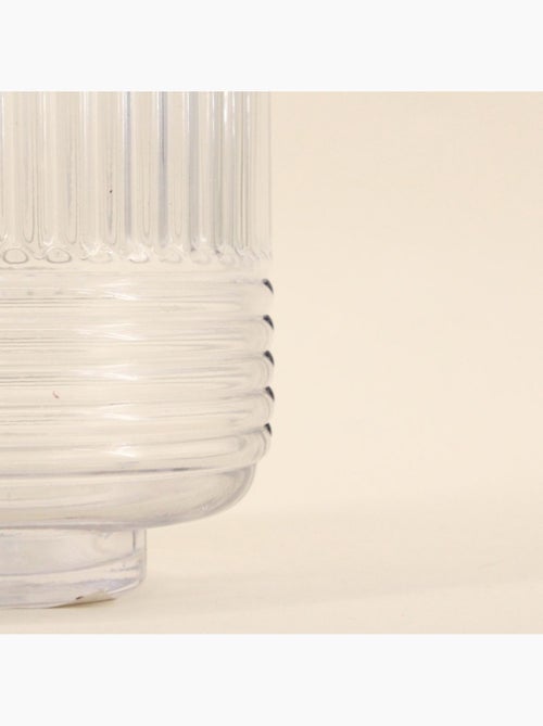 Vase en verre transparent strié 19cm - Kiabi