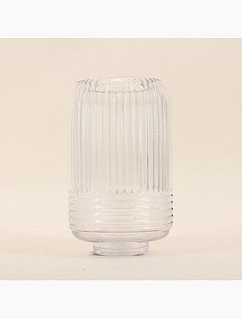 Vase en verre transparent strié, H19cm