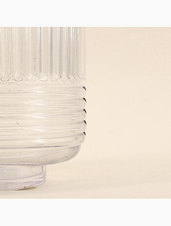 Vase en verre transparent strié, H19cm