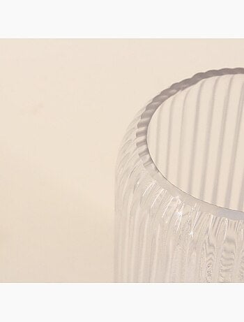 Vase en verre transparent strié, H19cm