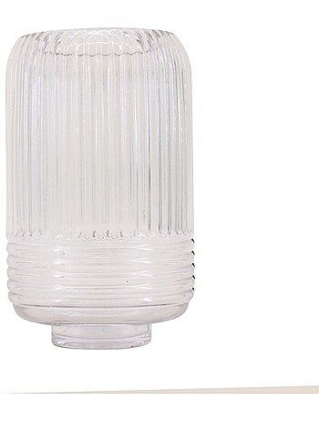 Vase en verre transparent strié, H19cm