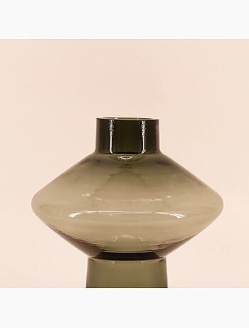 Vase en verre vert fait main 30cm