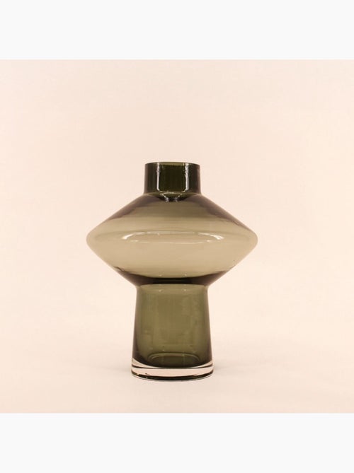 Vase en verre vert fait main 30cm - Kiabi