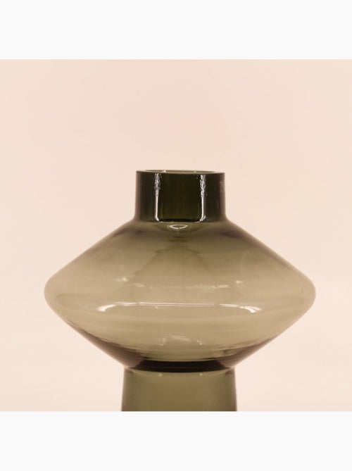 Vase en verre vert fait main 30cm - Kiabi