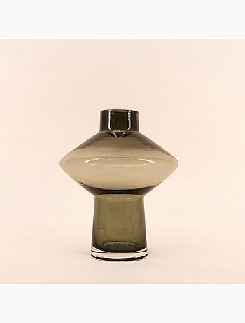 Vase en verre vert fait main, H30cm
