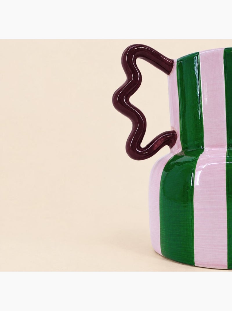 Vase fantaisie rayé vert et rose en céramique, h21cm Vert - Kiabi
