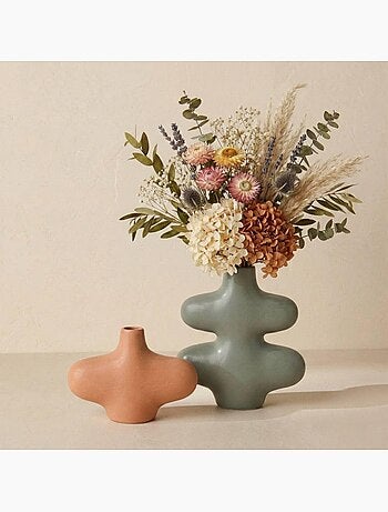 Vase forme organique vert 19x20cm