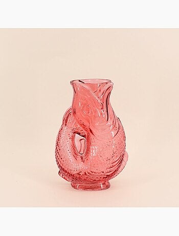 Vase forme poisson en verre, H24cm