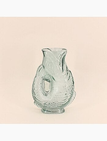 Vase forme poisson en verre, H24cm