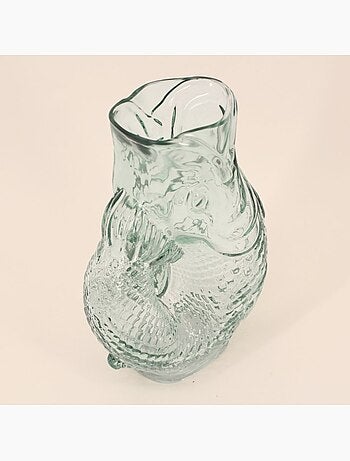 Vase forme poisson en verre, H24cm