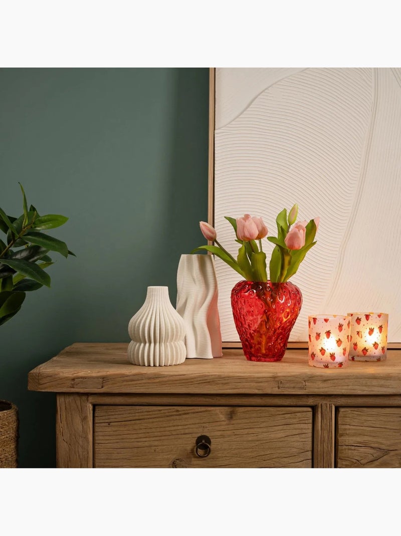 Vase Fraise en verre Rouge - Kiabi