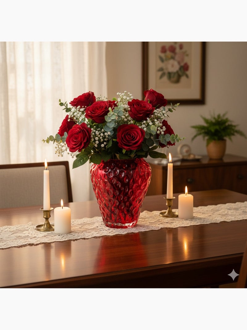 Vase Fraise en verre Rouge - Kiabi