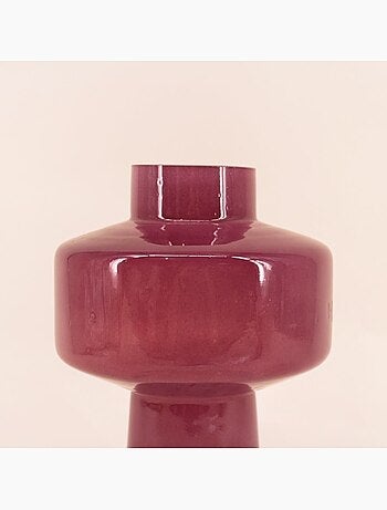 Vase géométrique en verre opaque, H27cm