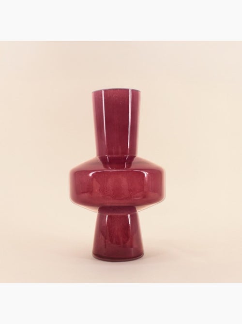 Vase géométrique en verre opaque prune 30,5cm - Kiabi
