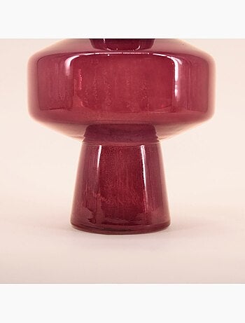 Vase géométrique en verre opaque prune, H30cm