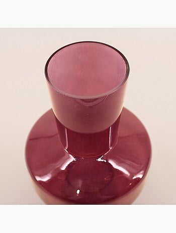 Vase géométrique en verre opaque prune, H30cm