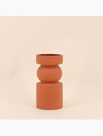 Vase géométrique terracotta, H20cm