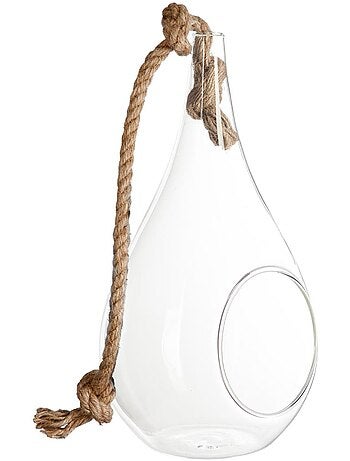 Vase goutte suspendu en verre et jute DROPLET