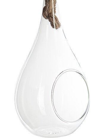 Vase goutte suspendu en verre et jute DROPLET