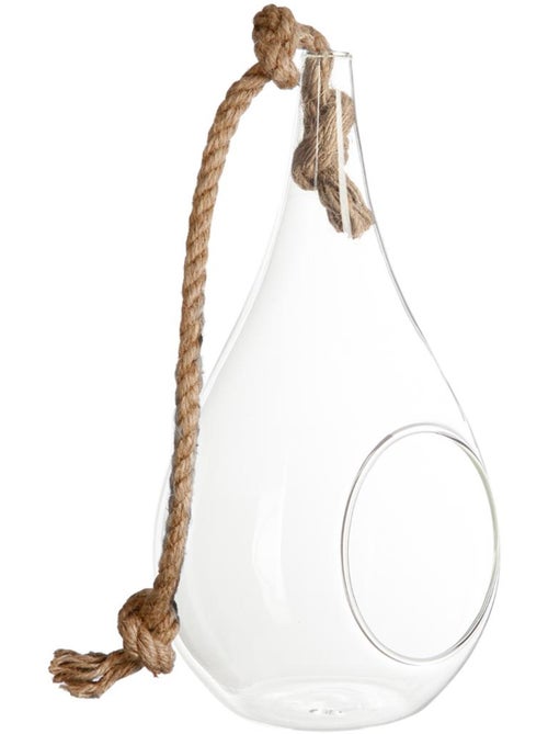 Vase goutte suspendu en verre et jute DROPLET - Kiabi