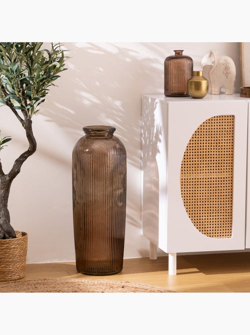 Vase grand format strié en verre recyclé LUZ - Kiabi