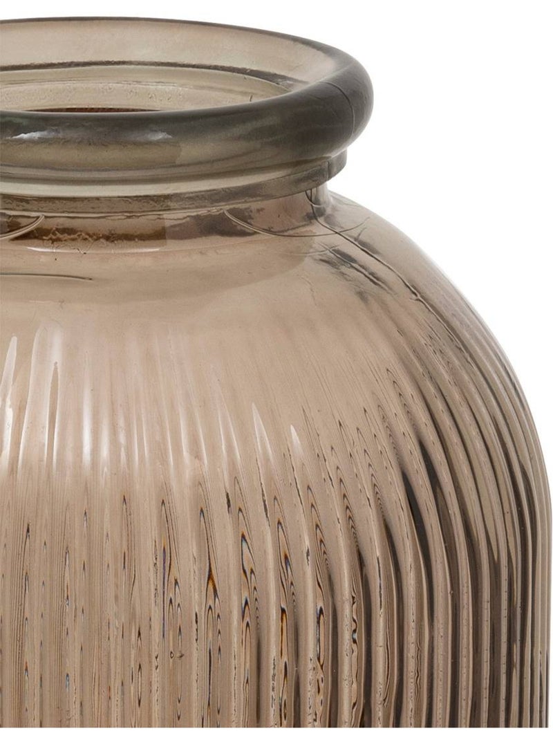 Vase grand format strié en verre recyclé LUZ Marron - Kiabi
