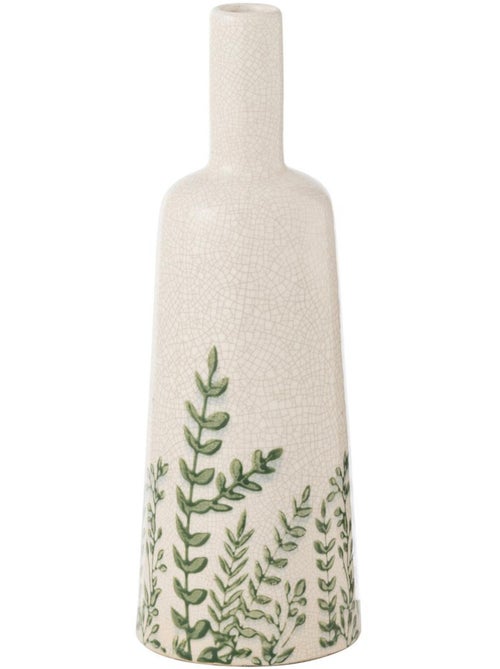 Vase grès craquelé feuilles contrastantes - AFIBEL - Kiabi