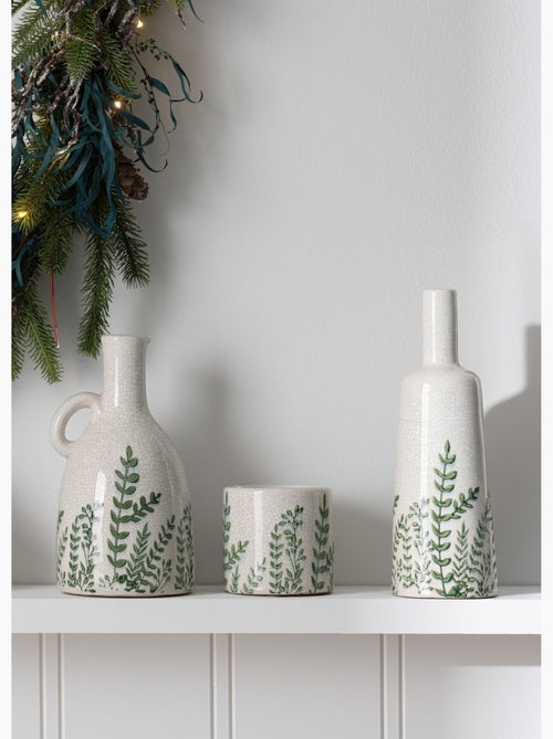 Vase grès craquelé feuilles contrastantes - AFIBEL - Kiabi