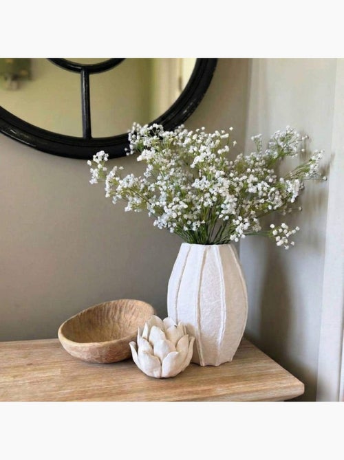 Vase haut en papier maché blanc 40cm - Kiabi