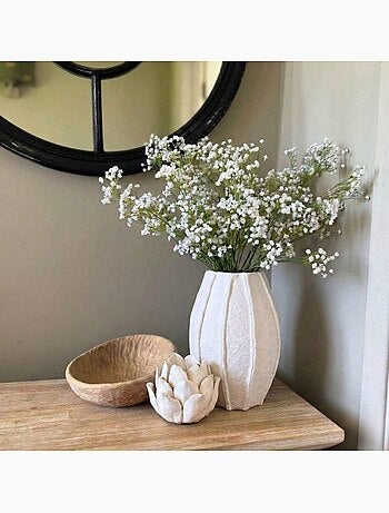Vase haut en papier maché blanc, h40cm