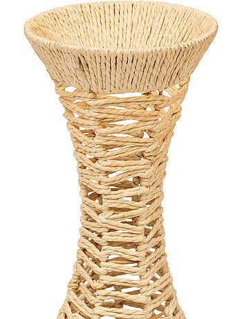 Vase haut tressé en papier sur structure fonte CLAY