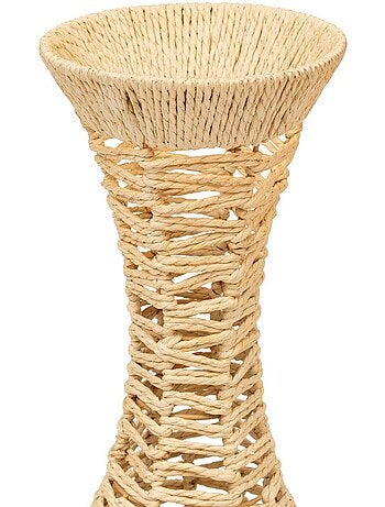 Vase haut tressé en papier sur structure fonte CLAY