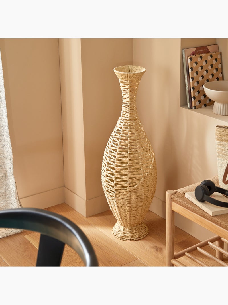 Vase haut tressé en papier sur structure fonte CLAY Beige - Kiabi