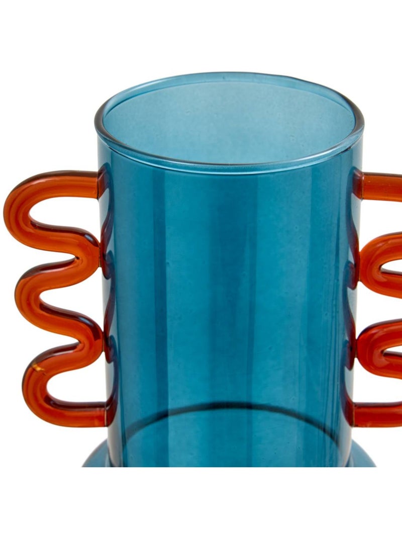 Vase homy avec anses h.17cm Bleu - Kiabi