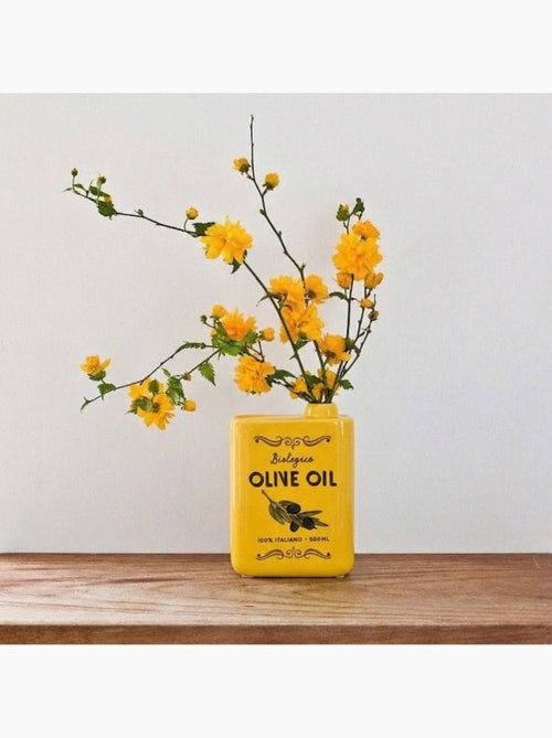 Vase huile d'olive en faïence jaune 17cm - Kiabi