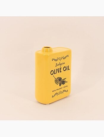 Vase huile d'olive en faïence jaune, H17cm