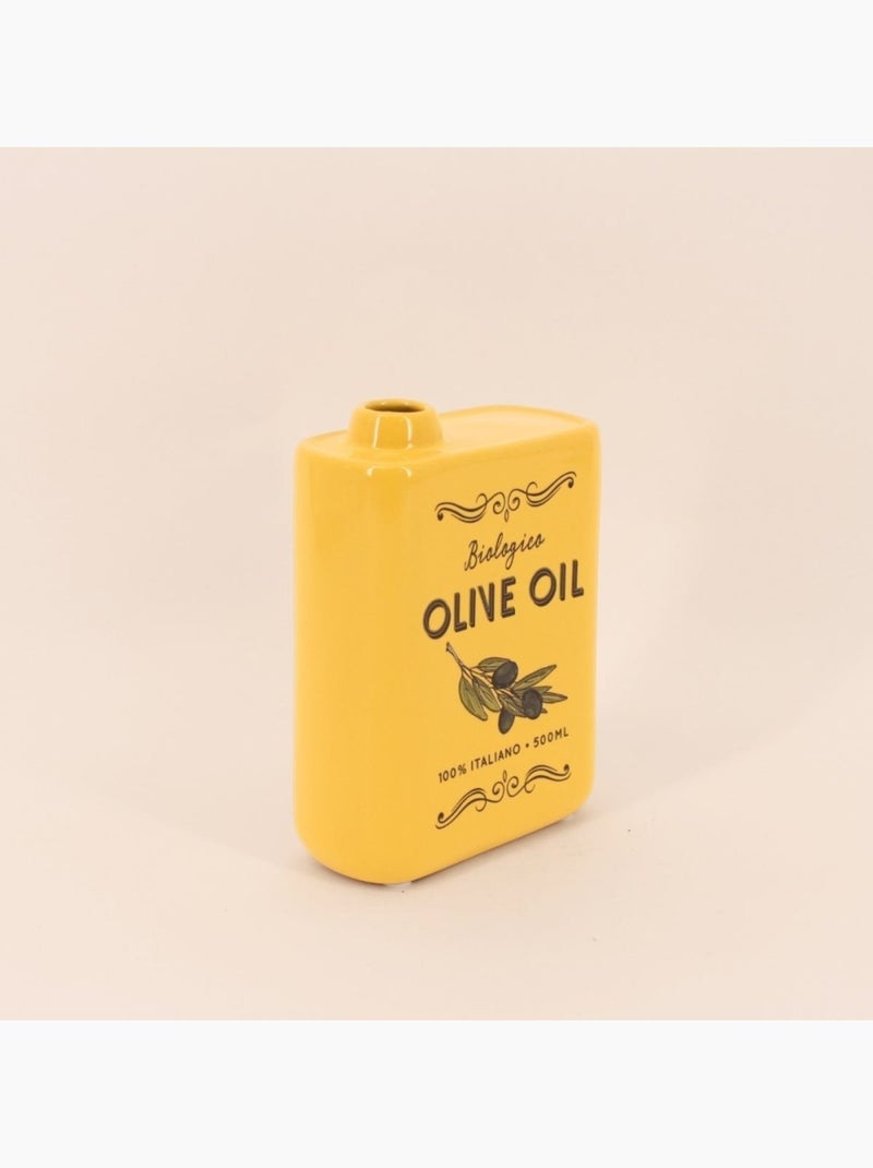 Vase huile d'olive en faïence jaune, H17cm Jaune - Kiabi