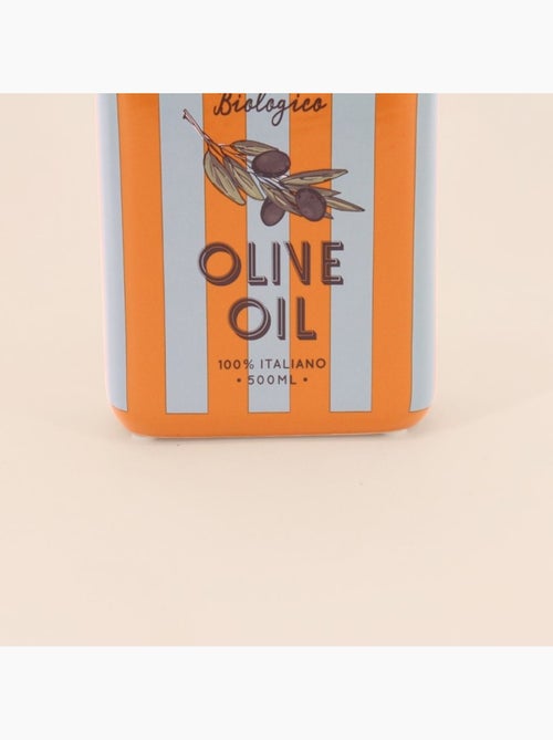 Vase huile d'olive rayé orange, blanc en faïence 17cm - Kiabi