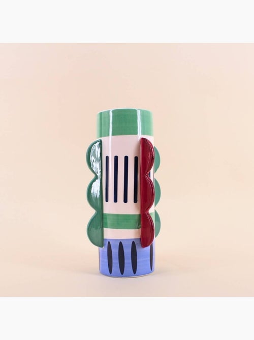 Vase imprimé coloré avec ailettes 28cm - Kiabi