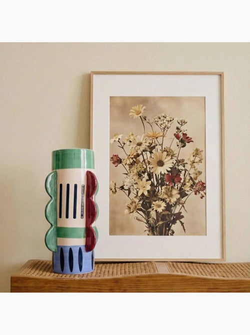 Vase imprimé coloré avec ailettes 28cm - Kiabi