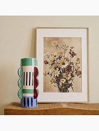 Vase imprimé coloré avec ailettes, H28cm
