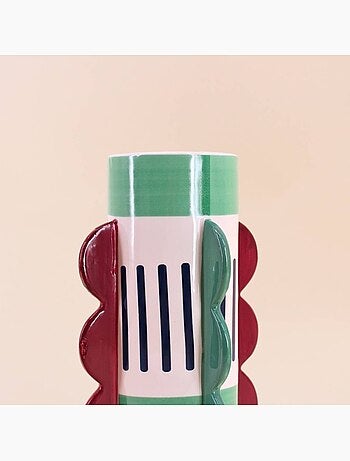 Vase imprimé coloré avec ailettes, H28cm