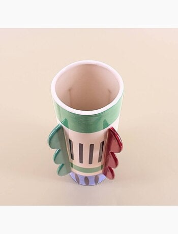 Vase imprimé coloré avec ailettes, H28cm