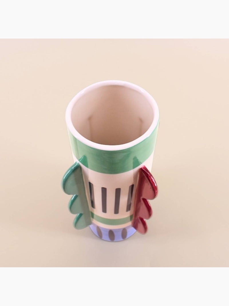 Vase imprimé coloré avec ailettes, H28cm Vert - Kiabi