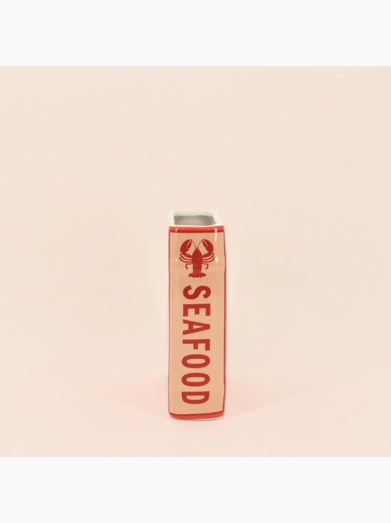 Vase livre homard en dolomite rouge, blanc 18cm Rouge - Kiabi