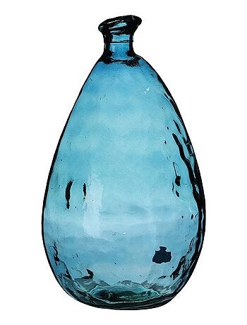 Vase Lou verre recyclé bleu 12L D25 H47 - Kiabi