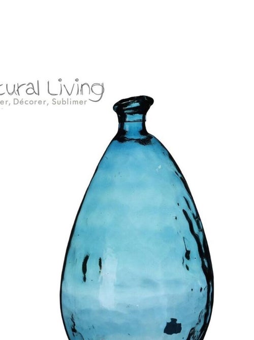Vase Lou verre recyclé bleu 12L D25 H47 - Kiabi