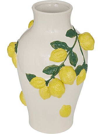 Vase motif citrons en relief en dolomite FRUITY