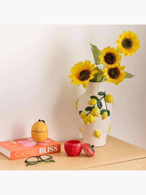Vase motif citrons en relief en dolomite FRUITY - Kiabi Vase motif citrons en relief en dolomite FRUITY - Kiabi